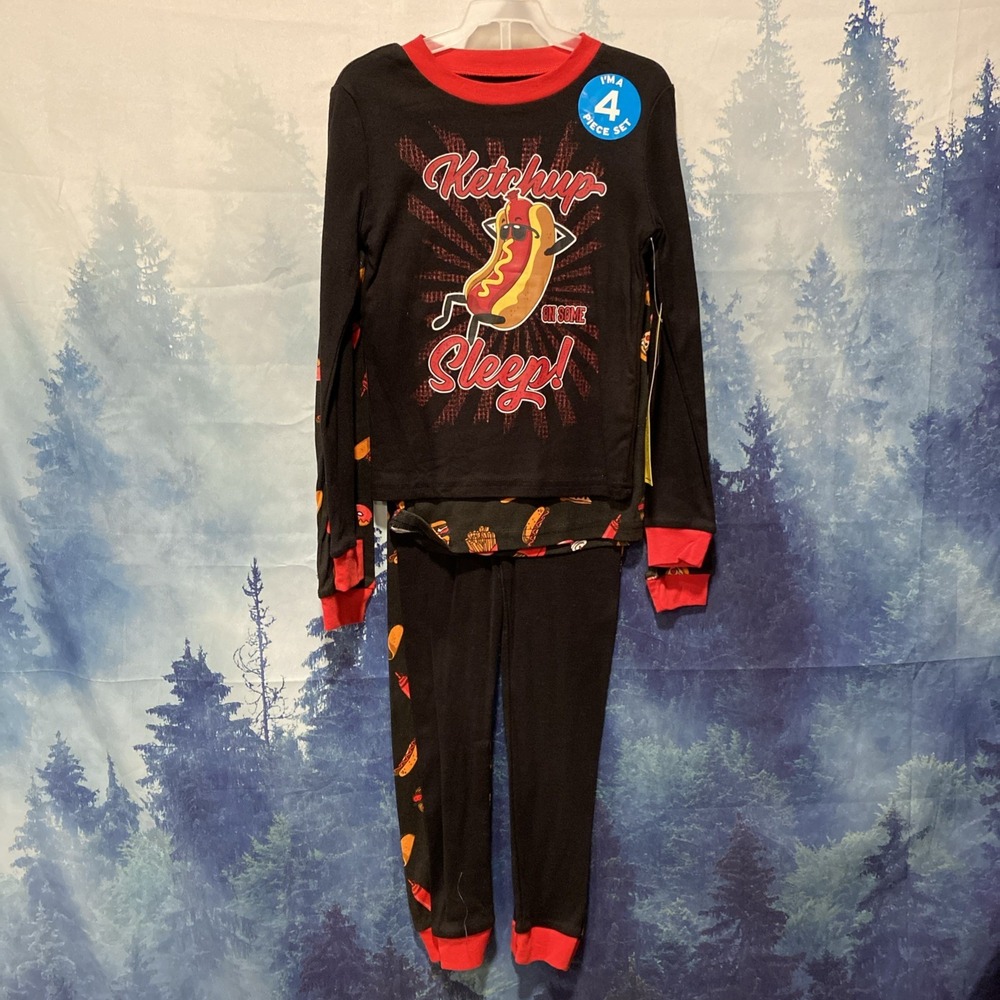 4 piece Pajama Set " Ketchup On Some Sleep" Size 5/6